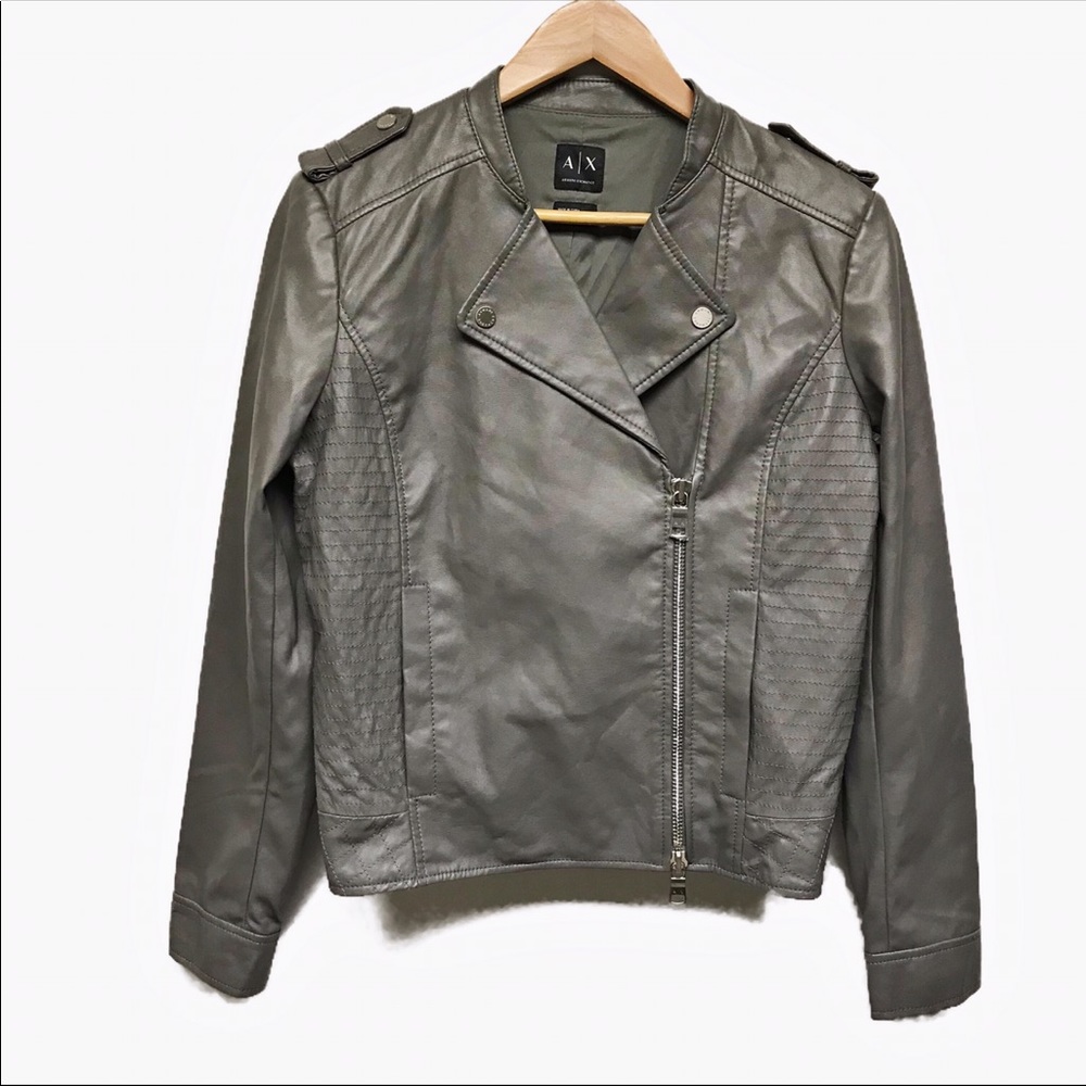 Armani Exchange Faux Leather Moto Jacket Size L